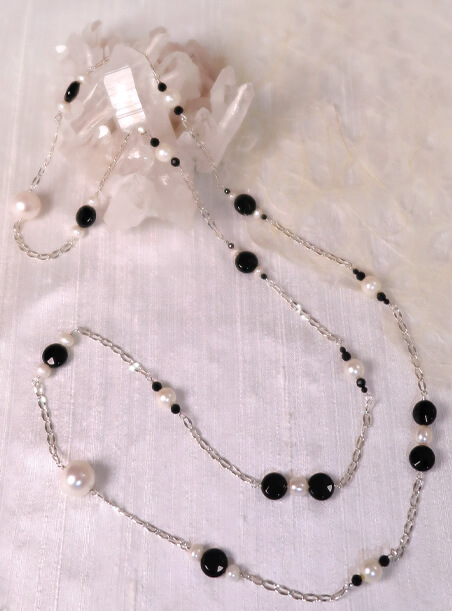 River of Pearls Black Onyx Necklace