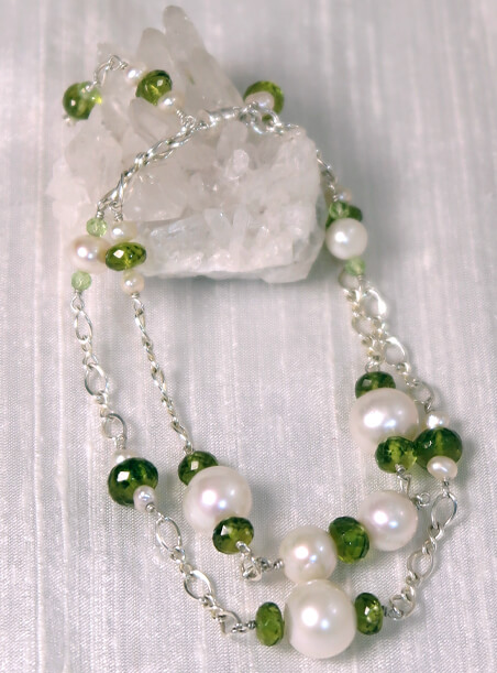 River of Pearls ~ Peridot Bracelet overview