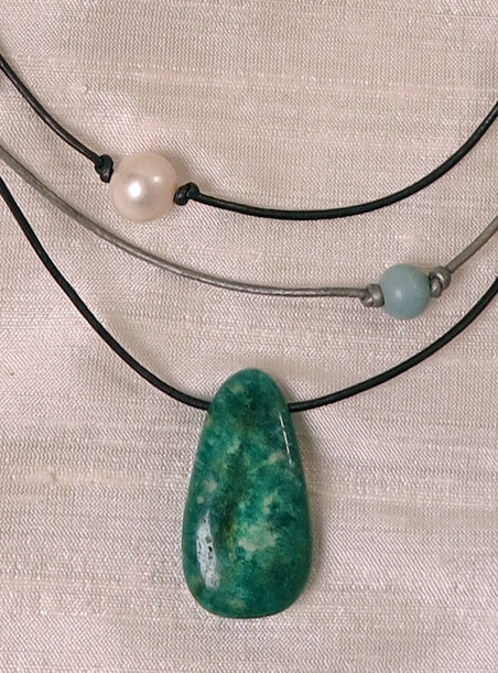 Amazonite Triple Cord Necklace detail view