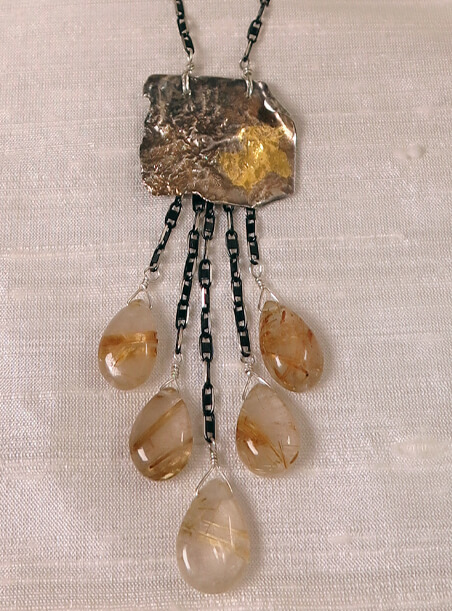 Rutilated Quartz Quintet Necklace