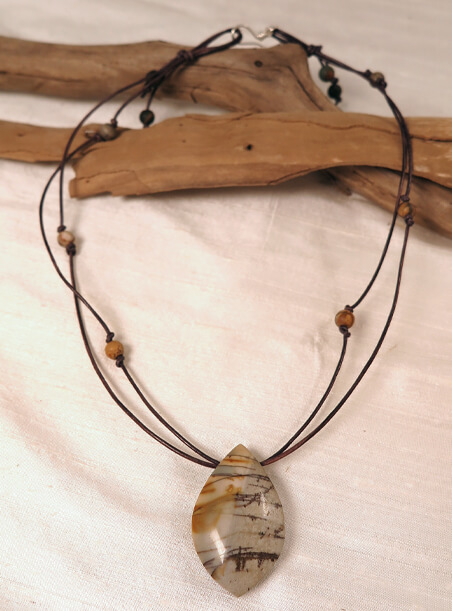 Red Creek Yellow Willow Jasper Necklace full view