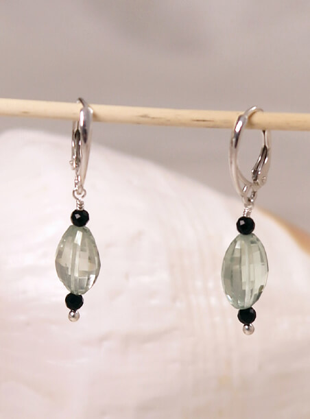 Prasiolite and Onyx Earrings overview